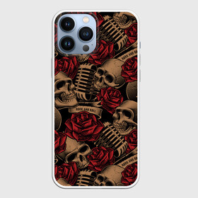 Чехол для iPhone 13 Pro Max с принтом Черепа Рок н ролл ,  |  | rock and roll | rock n roll | skull | бита | микрофон | роза | рок н ролл | хипстер | череп | черепушка