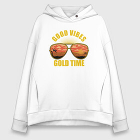 Женское худи Oversize хлопок с принтом Good vibes gold time , френч-терри — 70% хлопок, 30% полиэстер. Мягкий теплый начес внутри —100% хлопок | боковые карманы, эластичные манжеты и нижняя кромка, капюшон на магнитной кнопке | beach | good vibes gold time | palm | sea | summer | tropical | вайб | волны | жара | золотое время | летние | лето | море | очки | пальмы | пляж | тропический