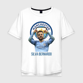 Мужская футболка хлопок Oversize с принтом Silva Bernardo Манчестер Сити , 100% хлопок | свободный крой, круглый ворот, “спинка” длиннее передней части | manchester city | бернарду силва | манчестер сити | сборная португалии | футбол | футболист
