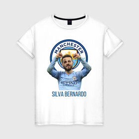 Женская футболка хлопок с принтом Silva Bernardo Манчестер Сити , 100% хлопок | прямой крой, круглый вырез горловины, длина до линии бедер, слегка спущенное плечо | manchester city | бернарду силва | манчестер сити | сборная португалии | футбол | футболист
