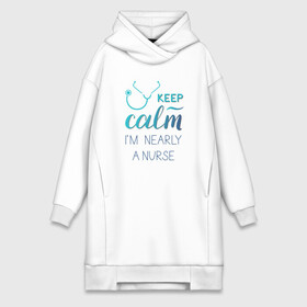 Платье-худи хлопок с принтом Keep calm ,  |  | keep calm | nurse | бирюзовый | медсестра | фонендоскоп