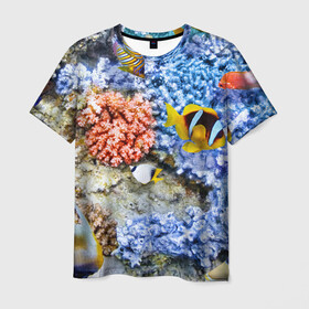 Мужская футболка 3D с принтом Морской мир , 100% полиэфир | прямой крой, круглый вырез горловины, длина до линии бедер | вода | море | морская вода | морские животные | морские жители | морской мир | океан | рыбки | рыбы