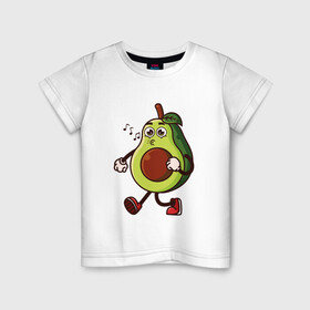 Детская футболка хлопок с принтом Авокадо поет , 100% хлопок | круглый вырез горловины, полуприлегающий силуэт, длина до линии бедер | avocado | cute | fruit | авокадо | милый | музыка | фрукт