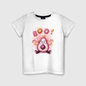 Детская футболка хлопок с принтом Авокадо boo! , 100% хлопок | круглый вырез горловины, полуприлегающий силуэт, длина до линии бедер | Тематика изображения на принте: avocado | boo | cute | fruit | авокадо | милый | музыка | фрукт