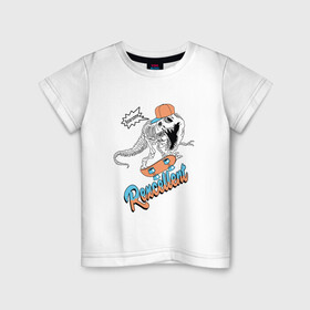 Детская футболка хлопок с принтом Динозавр на скейте , 100% хлопок | круглый вырез горловины, полуприлегающий силуэт, длина до линии бедер | rexcellent | динозавр | отличный | скейт | скейтер | тиранозавр