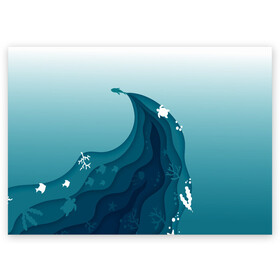 Поздравительная открытка с принтом Морские жители , 100% бумага | плотность бумаги 280 г/м2, матовая, на обратной стороне линовка и место для марки
 | волны | глубина | море | морские животные | морские жители | океан | подводный мир