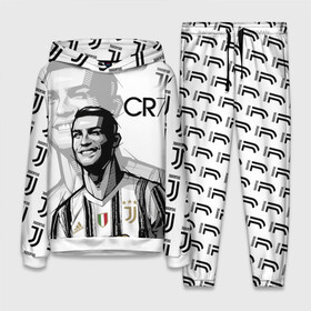 Женский костюм 3D (с толстовкой) с принтом КРИШТИАНУ РОНАЛДУ   УЗОР ,  |  | cristiano ronaldo | football | juventus | sport | криштиану роналду | минимализм. | сборная португалии | спорт | футбол | ювентус