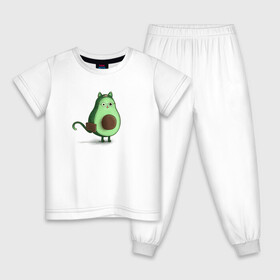 Детская пижама хлопок с принтом Авокадо кот идет на работу , 100% хлопок |  брюки и футболка прямого кроя, без карманов, на брюках мягкая резинка на поясе и по низу штанин
 | Тематика изображения на принте: avocado | cat | авокадо | кот | рисунок