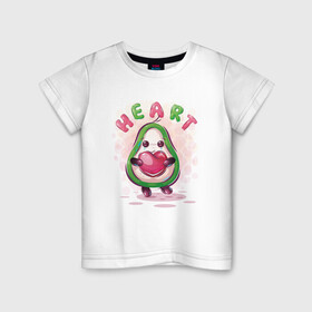 Детская футболка хлопок с принтом Авокадо с сердцем , 100% хлопок | круглый вырез горловины, полуприлегающий силуэт, длина до линии бедер | avocado | cute | dream | fruit | heart | авокадо | милый | музыка | сердечко | сердце | фрукт
