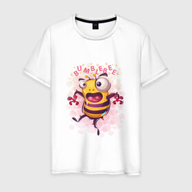 Мужская футболка хлопок с принтом Смешной шмель , 100% хлопок | прямой крой, круглый вырез горловины, длина до линии бедер, слегка спущенное плечо. | bumblebee | cute | бамблби | кавай | милый | насекомое | шмеленок | шмель