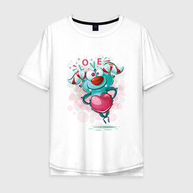 Мужская футболка хлопок Oversize с принтом Monster love , 100% хлопок | свободный крой, круглый ворот, “спинка” длиннее передней части | cute | heart | love | monster | любовь | милый | монстр | сердечко | сердце