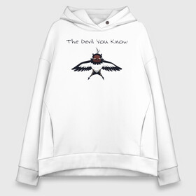 Женское худи Oversize хлопок с принтом The Devil You Know , френч-терри — 70% хлопок, 30% полиэстер. Мягкий теплый начес внутри —100% хлопок | боковые карманы, эластичные манжеты и нижняя кромка, капюшон на магнитной кнопке | asta | black bulls | black clover | quartet knights | yuno | акума | аниме | аста | блэк кловер | буракку куро:ба | демон | королевство клевера | король магов | лихт | магна | манга | пятилистник | черный бык | чёрный клев