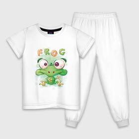 Детская пижама хлопок с принтом Funny frog , 100% хлопок |  брюки и футболка прямого кроя, без карманов, на брюках мягкая резинка на поясе и по низу штанин
 | Тематика изображения на принте: cute | frog | funny | лягух | лягушенок | лягушка | милый