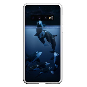Чехол для Samsung Galaxy S10 с принтом касатки , Силикон | Область печати: задняя сторона чехла, без боковых панелей | Тематика изображения на принте: ocean | orca | sea | sea animal | дельфин | касатка | кит | море | океан | рисунок кита