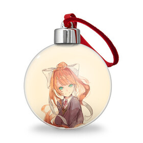 Ёлочный шар с принтом Нарисованная Моника , Пластик | Диаметр: 77 мм | anime | game | games | monika | natsuki | sayori | yuri | аниме | визуальный роман | доки доки | игра | игры | литературный клуб | моника | нацуки | саёри | юри