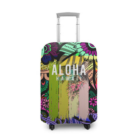 Чехол для чемодана 3D с принтом АЛОХА ГАВАЙИ | ALOHA HAWAII , 86% полиэфир, 14% спандекс | двустороннее нанесение принта, прорези для ручек и колес | aloha | hawaii | гаваи | гаваии | гавайи | доски | лето | море | паттерн | серфинг | текстура | цветы