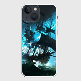 Чехол для iPhone 13 mini с принтом Летучий голландец ,  |  | корабль | летучий голландец | море | парусник | пиратский | старинный