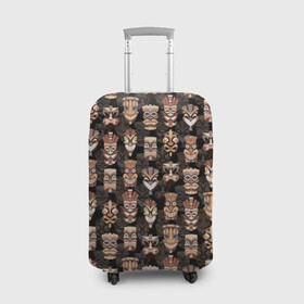 Чехол для чемодана 3D с принтом МАСКИ ТИКИ ГАВАЙИ ПАТТЕРН , 86% полиэфир, 14% спандекс | двустороннее нанесение принта, прорези для ручек и колес | aloha | aloha hawaii | hawaii | serfing | summer | гаваи | гавайи | гавайская маска | гавайские маски | гавайский паттрен | дайвинг | лето | маски тики | море | отпуск | серфинг | текстура | тики 