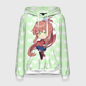 Женская толстовка 3D с принтом Chibi Monika , 100% полиэстер  | двухслойный капюшон со шнурком для регулировки, мягкие манжеты на рукавах и по низу толстовки, спереди карман-кенгуру с мягким внутренним слоем. | ddlc | doki doki literature club | monika | моника