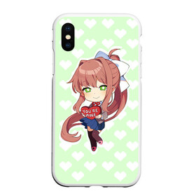 Чехол для iPhone XS Max матовый с принтом Chibi Monika , Силикон | Область печати: задняя сторона чехла, без боковых панелей | ddlc | doki doki literature club | monika | моника