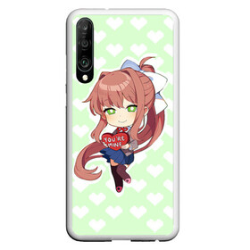 Чехол для Honor P30 с принтом Chibi Monika , Силикон | Область печати: задняя сторона чехла, без боковых панелей | ddlc | doki doki literature club | monika | моника