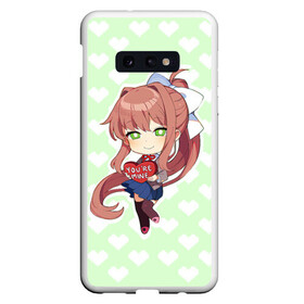 Чехол для Samsung S10E с принтом Chibi Monika , Силикон | Область печати: задняя сторона чехла, без боковых панелей | ddlc | doki doki literature club | monika | моника