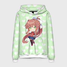 Мужская толстовка 3D с принтом Chibi Monika , 100% полиэстер | двухслойный капюшон со шнурком для регулировки, мягкие манжеты на рукавах и по низу толстовки, спереди карман-кенгуру с мягким внутренним слоем. | ddlc | doki doki literature club | monika | моника