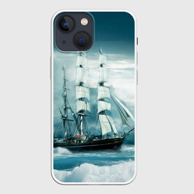 Чехол для iPhone 13 mini с принтом Парусник ,  |  | волны | живопись | корабль | море | парусник | старинный