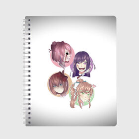 Тетрадь с принтом Doki Doki Literature Club , 100% бумага | 48 листов, плотность листов — 60 г/м2, плотность картонной обложки — 250 г/м2. Листы скреплены сбоку удобной пружинной спиралью. Уголки страниц и обложки скругленные. Цвет линий — светло-серый
 | anime | doki doki literature club | monika | natsuki | sayori | yuri | аниме | доки доки | доки доки литературный клуб | моника | нацуки | саёри | юри