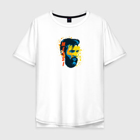 Мужская футболка хлопок Oversize с принтом Лионель Месси , 100% хлопок | свободный крой, круглый ворот, “спинка” длиннее передней части | barcelona | football | барселона | известная личность | футбол | футболист