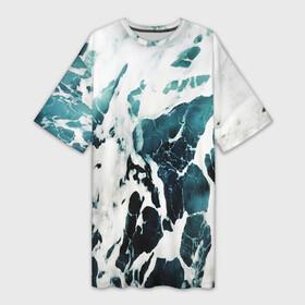Платье-футболка 3D с принтом море ,  |  | ocean | sea | киты | море | морской принт | морской фон | океан | паттерн | рыбы | текстуры
