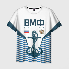Мужская футболка 3D с принтом ТЕЛЬНЯШКА ВМФ РОССИИ , 100% полиэфир | прямой крой, круглый вырез горловины, длина до линии бедер | броня | вмф | волны | герб | камуфляж | канат | море | орел | россия | текстура | тельняшка | флот | якорь
