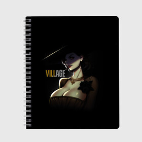 Тетрадь с принтом Resident Evil Village Вампирша , 100% бумага | 48 листов, плотность листов — 60 г/м2, плотность картонной обложки — 250 г/м2. Листы скреплены сбоку удобной пружинной спиралью. Уголки страниц и обложки скругленные. Цвет линий — светло-серый
 | 8 | dimitresku | games | horror | new | resident evil | umbrella | vampire | village | вампир | деревня | димитреску | игра | лого | надпись | обитель зла | резидент | хоррор | эвил