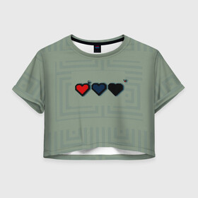Женская футболка Crop-top 3D с принтом Lives The binding of isaac , 100% полиэстер | круглая горловина, длина футболки до линии талии, рукава с отворотами | binding | hearts | isaac | lives | жизни | исаак | сердца