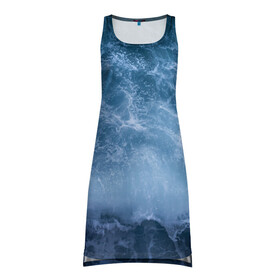 Платье-майка 3D с принтом океан , 100% полиэстер | полуприлегающий силуэт, широкие бретели, круглый вырез горловины, удлиненный подол сзади. | ocean | sea | киты | море | морские мотивы | морской принт | морской фон | океан | паттерн | рыбы | текстуры