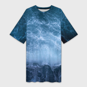 Платье-футболка 3D с принтом океан ,  |  | ocean | sea | киты | море | морские мотивы | морской принт | морской фон | океан | паттерн | рыбы | текстуры