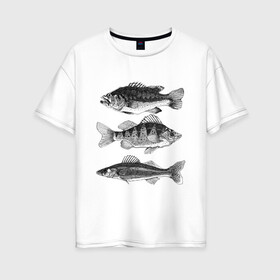 Женская футболка хлопок Oversize с принтом караси , 100% хлопок | свободный крой, круглый ворот, спущенный рукав, длина до линии бедер
 | ocean | sea | sea animal | графика | карась | море | океан | река | рисунок рыбы | рыба | рыбалка