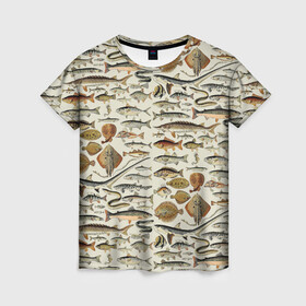 Женская футболка 3D с принтом рыбный паттерн , 100% полиэфир ( синтетическое хлопкоподобное полотно) | прямой крой, круглый вырез горловины, длина до линии бедер | ocean | sea | киты | море | морские мотивы | морской принт | морской фон | океан | паттерн | рыбы | текстуры