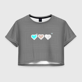 Женская футболка Crop-top 3D с принтом The binding of isaac Lives , 100% полиэстер | круглая горловина, длина футболки до линии талии, рукава с отворотами | binding | hearts | isaac | lives | жизни | исаак | сердца