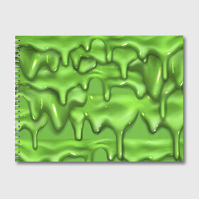 Альбом для рисования с принтом Green Slime , 100% бумага
 | матовая бумага, плотность 200 мг. | drips | green | slime | желе | зелёный | слайм