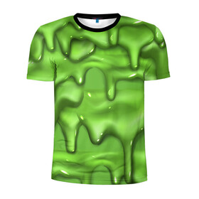 Мужская футболка 3D спортивная с принтом Green Slime , 100% полиэстер с улучшенными характеристиками | приталенный силуэт, круглая горловина, широкие плечи, сужается к линии бедра | Тематика изображения на принте: drips | green | slime | желе | зелёный | слайм