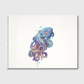 Альбом для рисования с принтом Осьминог яркий , 100% бумага
 | матовая бумага, плотность 200 мг. | морские животные | морские обитатели | осьминог | осьминог яркий