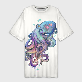 Платье-футболка 3D с принтом Осьминог яркий ,  |  | морские животные | морские обитатели | осьминог | осьминог яркий