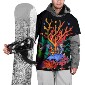 Накидка на куртку 3D с принтом Морской пейзаж , 100% полиэстер |  | кораллы | море | морская тема | морские символы | морской пейзаж | ракушка | рыбы