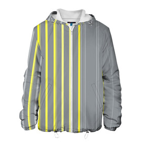 Мужская куртка 3D с принтом Желтые и серые полосы , ткань верха — 100% полиэстер, подклад — флис | прямой крой, подол и капюшон оформлены резинкой с фиксаторами, два кармана без застежек по бокам, один большой потайной карман на груди. Карман на груди застегивается на липучку | Тематика изображения на принте: gray | stripes | yellow | желтые | полосы | серые