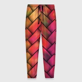 Мужские брюки 3D с принтом Colorful weave , 100% полиэстер | манжеты по низу, эластичный пояс регулируется шнурком, по бокам два кармана без застежек, внутренняя часть кармана из мелкой сетки | Тематика изображения на принте: colorful | texture | twist | weave | красочный | плетенка | текстура