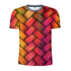 Мужская футболка 3D спортивная с принтом Colorful weave , 100% полиэстер с улучшенными характеристиками | приталенный силуэт, круглая горловина, широкие плечи, сужается к линии бедра | colorful | texture | twist | weave | красочный | плетенка | текстура