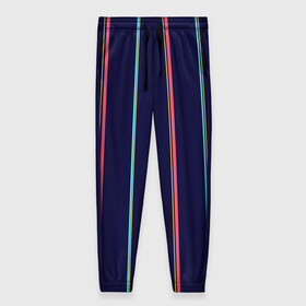 Женские брюки 3D с принтом Синие и розовые полосы , полиэстер 100% | прямой крой, два кармана без застежек по бокам, с мягкой трикотажной резинкой на поясе и по низу штанин. В поясе для дополнительного комфорта — широкие завязки | blue | pink | stripes | полосатый | полосы | розовые | синие