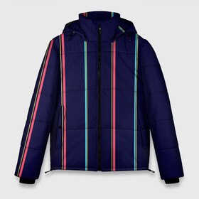 Мужская зимняя куртка 3D с принтом Синие и розовые полосы , верх — 100% полиэстер; подкладка — 100% полиэстер; утеплитель — 100% полиэстер | длина ниже бедра, свободный силуэт Оверсайз. Есть воротник-стойка, отстегивающийся капюшон и ветрозащитная планка. 

Боковые карманы с листочкой на кнопках и внутренний карман на молнии. | blue | pink | stripes | полосатый | полосы | розовые | синие