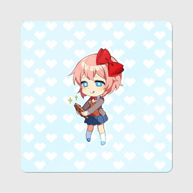 Магнит виниловый Квадрат с принтом Chibi Sayori , полимерный материал с магнитным слоем | размер 9*9 см, закругленные углы | Тематика изображения на принте: ddlc | doki doki literature club | sayori | саёри | сайори